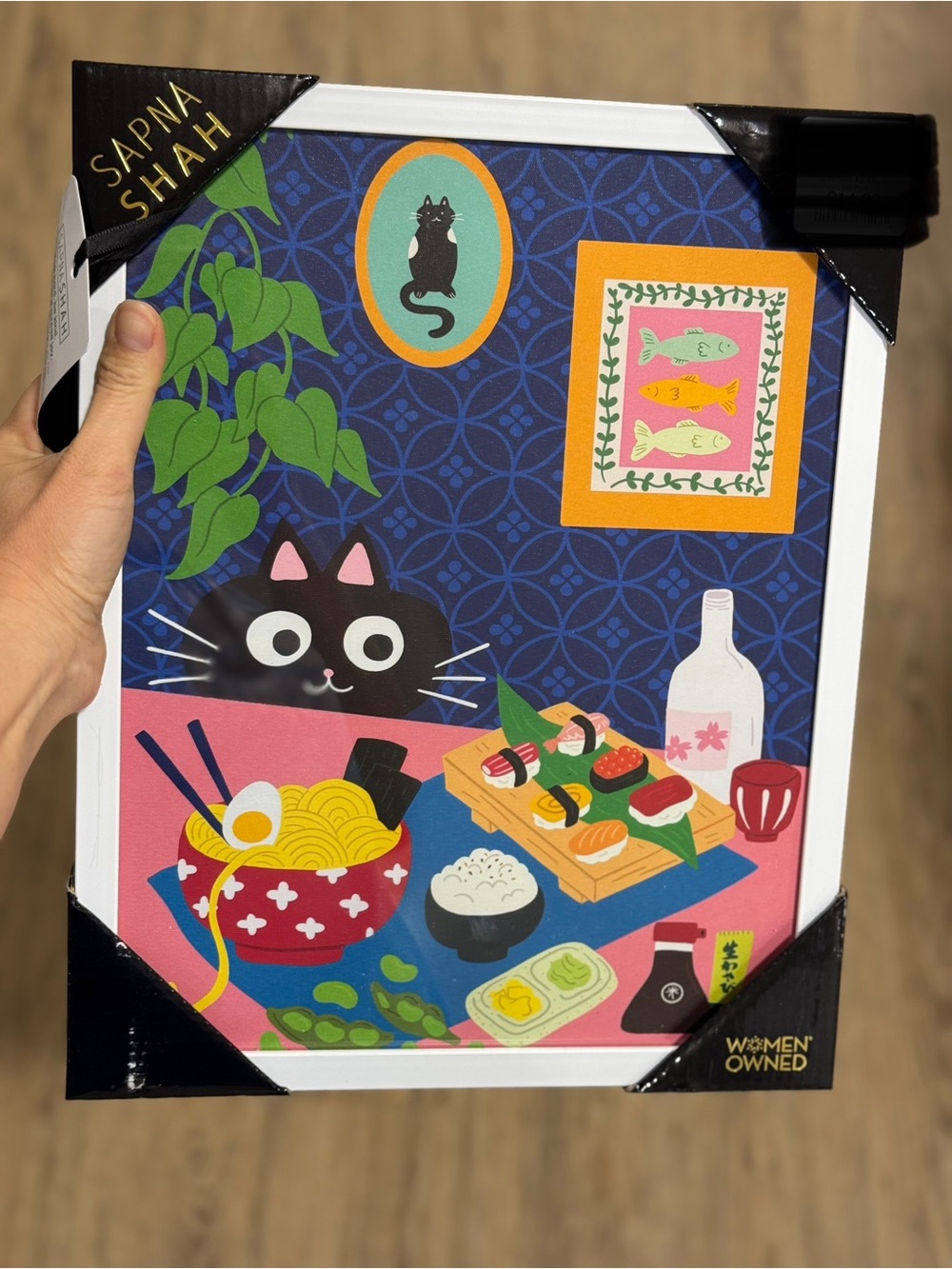 Shah Cat & Sushi Art Print — Colorful Kitchen Wall Art